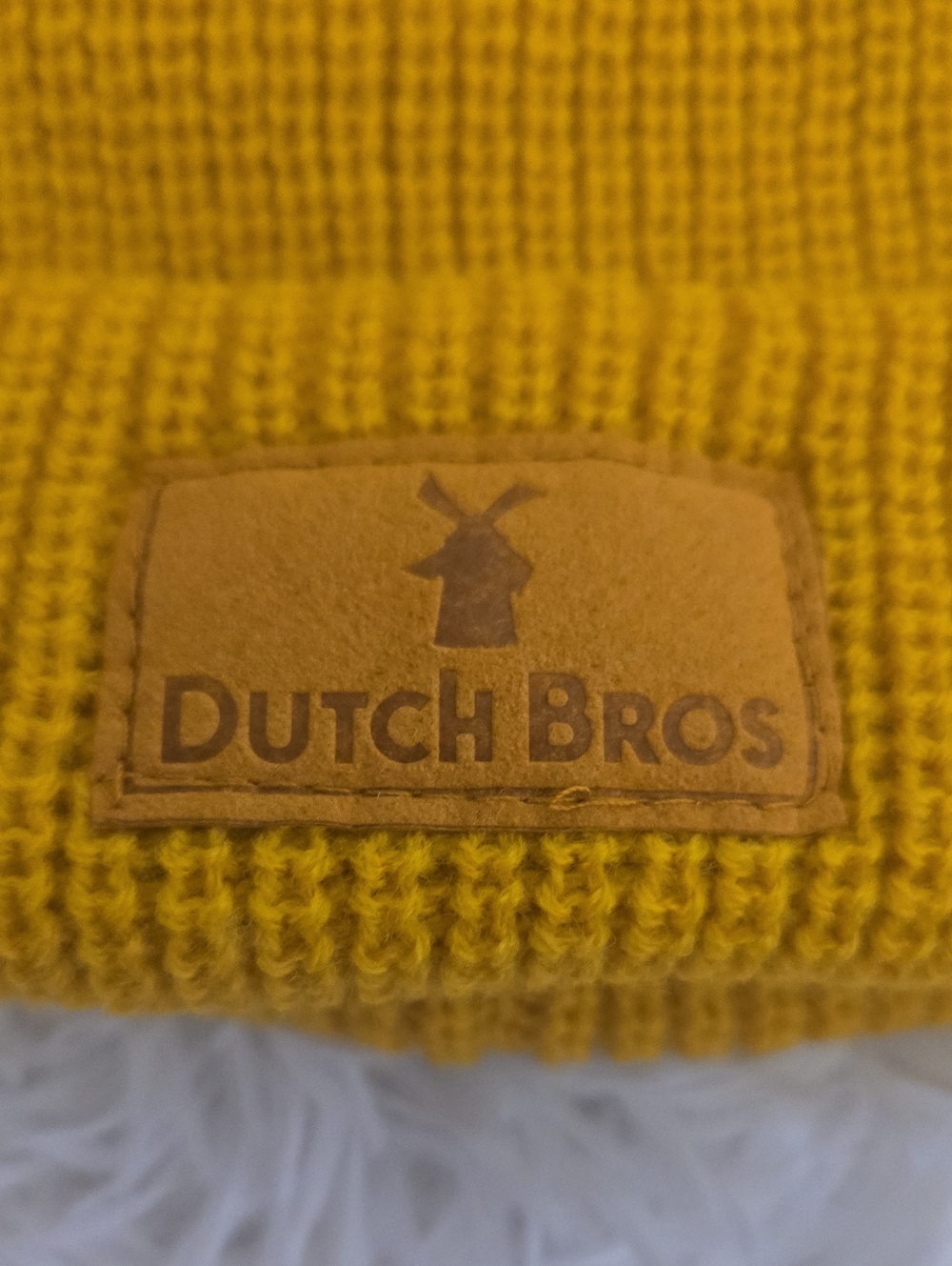 Dutch Bros Mustard Knit Cuffed Beanie
